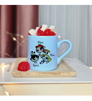 Power Puff Girls Tasarımlı Kişiye Özel Mavi Türk Kahvesi Fincanı