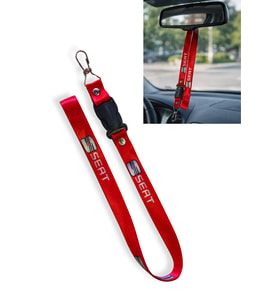 Seat Logolu Kırmızı Araç Oto Ayna Askısı  Seat Anahtarlıklı Ayna İpi