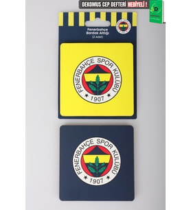Lisanslı Fenerbahçe 2 Adet Bardak Altlığı Dekomus Cep Defteri Hediyeli