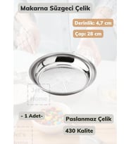 Makarna Süzgeci 28 cm Paslanmaz Çelik Süzgeç İnce