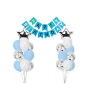 Happy Bırthday Banner Yazı Şeffaf Balonlu Set Doğum Günü Seti Parti Seti