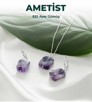 Luxtone Sertifikalı Ametist Set 925 Ayar Gümüş Kolye Küpe Kadın Takı LX0240ST