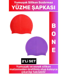 Özel Üretim Su Geçirmez Elastik Yumuşak Yüzücü Havuz Deniz Yüzme Şapkası Silikon Bone 2'Li SET