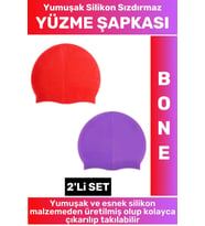 Özel Üretim Su Geçirmez Elastik Yumuşak Yüzücü Havuz Deniz Yüzme Şapkası Silikon Bone 2'Li SET