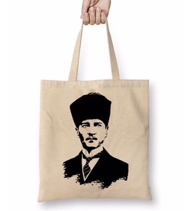 Mustafa Kemal Atatürk Bez Çanta Uzun Saplı