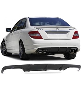 Mercedes C Serisi W204 (2008-2011) Makyajsız Arka Tampon Eki - Difüzör (Plastik)