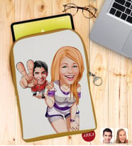 BK Gift Kişiye Özel Sevgililer Karikatürlü Taşınabilir Koruyucu Tablet Kılıfı & Organizer Çanta - Sarı-30