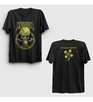 Presmono Unisex Siyah Metallica No Leaf Clover Sırt Baskılı T-Shirt 523403tt