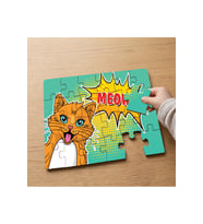 Gülen Kedi Pop Art Tasarımlı 24 Parça Ahşap Çocuk Puzzle MPK0298