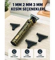 Mey İthalat® Profesyonel Saç ve Sakal Tıraş Makinesi 1500 mAh Bataryalı 1 2 3 mm Taraklı