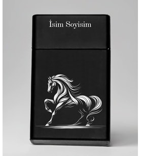 At Horse Desenli Metal Tabaka – Kişiye Özel İsimli Hediyelik