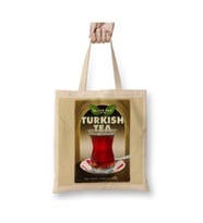 Türk Çayı Beyaz Bez Çanta Uzun Saplı Alışveriş Çantası Plaj Çantası
