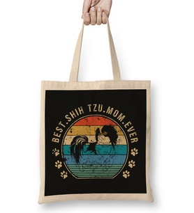 Best Shih Tzu Mom Ever Gift Mother's Day Bez Çanta Uzun Saplı