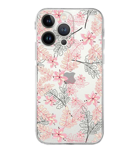 Apple iPhone 13 ProKamera Korumalı Tıpalı Kapak Floral Kırmızı Tasarımlı Şeffaf Kılıf