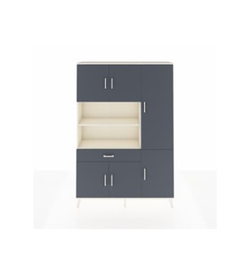 Arges Dolap 10 Raflı Tek Çekmeceli 6 Kapaklı 132x30x195 Aytaşı-Antrasit/Antrasit