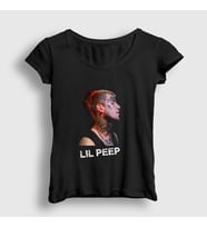 Presmono Kadın Siyah Rip Lil Peep T-Shirt 37748tt