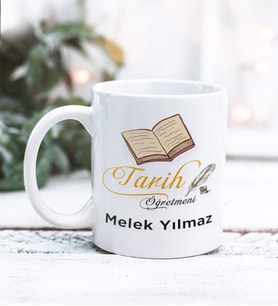 Tarih Öğretmeni Tasarımlı Kişiye Özel Kupa Bardak (Beyaz)