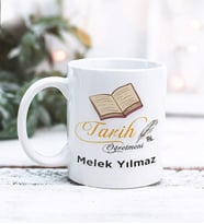 Tarih Öğretmeni Tasarımlı Kişiye Özel Kupa Bardak (Beyaz)