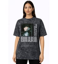 Tasarım Drake Rapper Şarkıcı Baskılı Unisex Oversize Vintage Yıkamalı Tişört