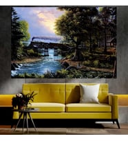 Tren ve Doğa Manzaralı Sanatsal Dekoratif Duvar Tablosu (50x70 cm)