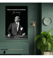 Tekli Dikey Kanvas Makam Panosu Atatürk Sözleri Türkiye Cumhuriyetinin Temeli Kültürdür