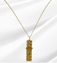 Çelik Gold Renk Kordon Taç Model Kadın Kolye