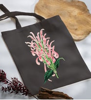 BK Gift Çiçek Tasarımlı Antrasit Kumaş Bez Çanta, Baskılı Omuz Çantası, Alışveriş Çantası, Anneye Hediye-8
