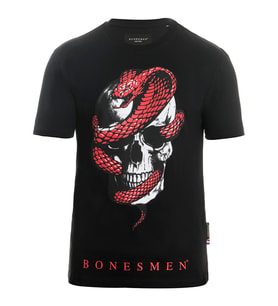 Bonesmen Yuvarlak Yaka T-shirt KIRMIZI YILAN (Siyah)