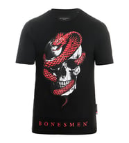 Bonesmen Yuvarlak Yaka T-shirt KIRMIZI YILAN (Siyah)