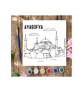 20x20 Tuval Boyama Seti Etkinlik Ayasofya Boyama Seti (Siyah - Beyaz)