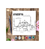 20x20 Tuval Boyama Seti Etkinlik Ayasofya Boyama Seti (Siyah - Beyaz)