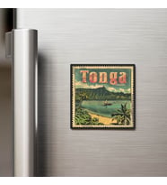 Tonga Tonga - Posta Pulu Temalı Ülke - Baskılı Buzdolap Magneti Kare - 9x9 cm