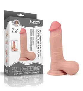 Tam Testisli Hareketli Deri Ultra Yumuşak Çift Katmanlı Penis 19.5 CM - Sliding Skin Dual Layer Dong Whole Testicle