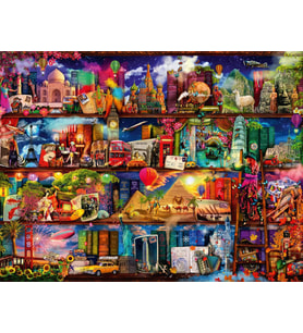 Ravensburger 2000 Parça Puzzle Kitapların Dünyası (166855) (Krem)