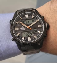 Alarmlı, Kronometreli, Işıklı Çelik Bilezik Siyah Kamuflaj Dijital/Analog Kol Saati (Metal)