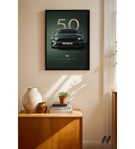 Ford Mustang Bullitt Poster, Siyah Çerçeveli Duvar Tablosu - Oto Severlere Özel Hediye
