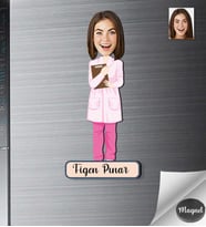 Kişiye Özel Hemşire Kadın Ahşap Magnet -2