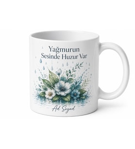 Yağmur Günü Temalı Huzur Kupası Bardak Özel Tasarım Hediye Porselen Mug