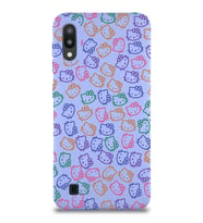 Samsung Galaxy M10 Uyumlu Lansman Kılıf Hello Kitty Tasarımlı İçi Kadife Kapak-Lila (Şeffaf)