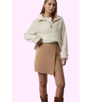 Kadın Mini Boy Dokuma Etek Kemerli Casual Günlük Stil Hafta Sonu Yaz Aylarının Vazgeçilmezi (Camel)