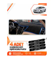 HYUNDAİ SONATA (2009-2015) Uyumlu Ön Torpido Koruma Kılıfı Halısı - Siyah Mavi