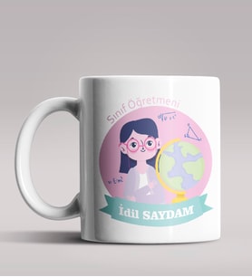 Kişiye Özel Sınıf Öğretmeni Tasarımlı Beyaz Renk Kupa Bardak 3
