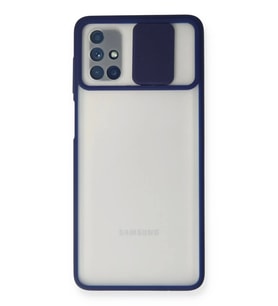 Mey İthalat® Samsung Galaxy M51 Kılıf Palm Buzlu Kamera Sürgülü Silikon - Lacivert