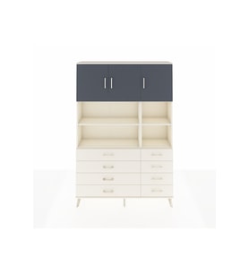 Arges Dolap 8 Raflı 8 Çekmeceli 3 Kapaklı 132x30x195 Aytaşı-Antrasit/Aytaşı