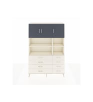 Arges Dolap 8 Raflı 8 Çekmeceli 3 Kapaklı 132x30x195 Aytaşı-Antrasit/Aytaşı