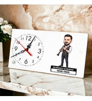 Klarnetçi Müzisyen Erkek Karikatürlü Masa Saati