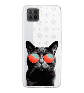 PrintiFy Oppo A73 ile Uyumlu Kedi 3 Kamera Korumalı Şeffaf Kılıf