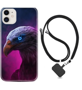 Apple iPhone 11 12 13 Mini Kılıf Boyun Askılı Silikon Kartal 1622