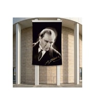 Mustafa Kemal Atatürk Altın İmzalı Poster Poster Bayrak Premium Raşel Kumaş ATA42 2x3m