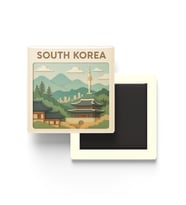 Güney Kore - South Korea - Paper Cut Art - Baskılı Buzdolap Magneti Kare - 9x9 cm